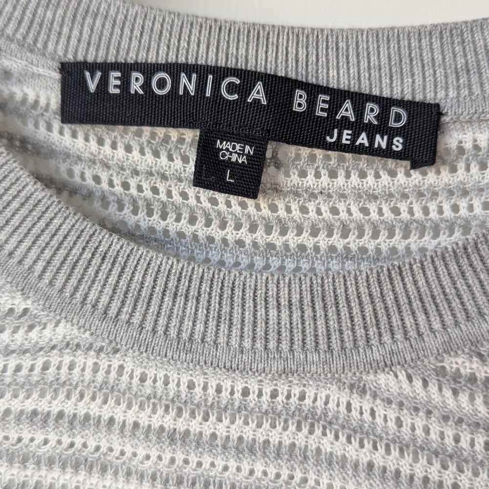 Veronica Beard Jeans Crochet Knit Gray Shirt Size Large - Picture 3 of 7